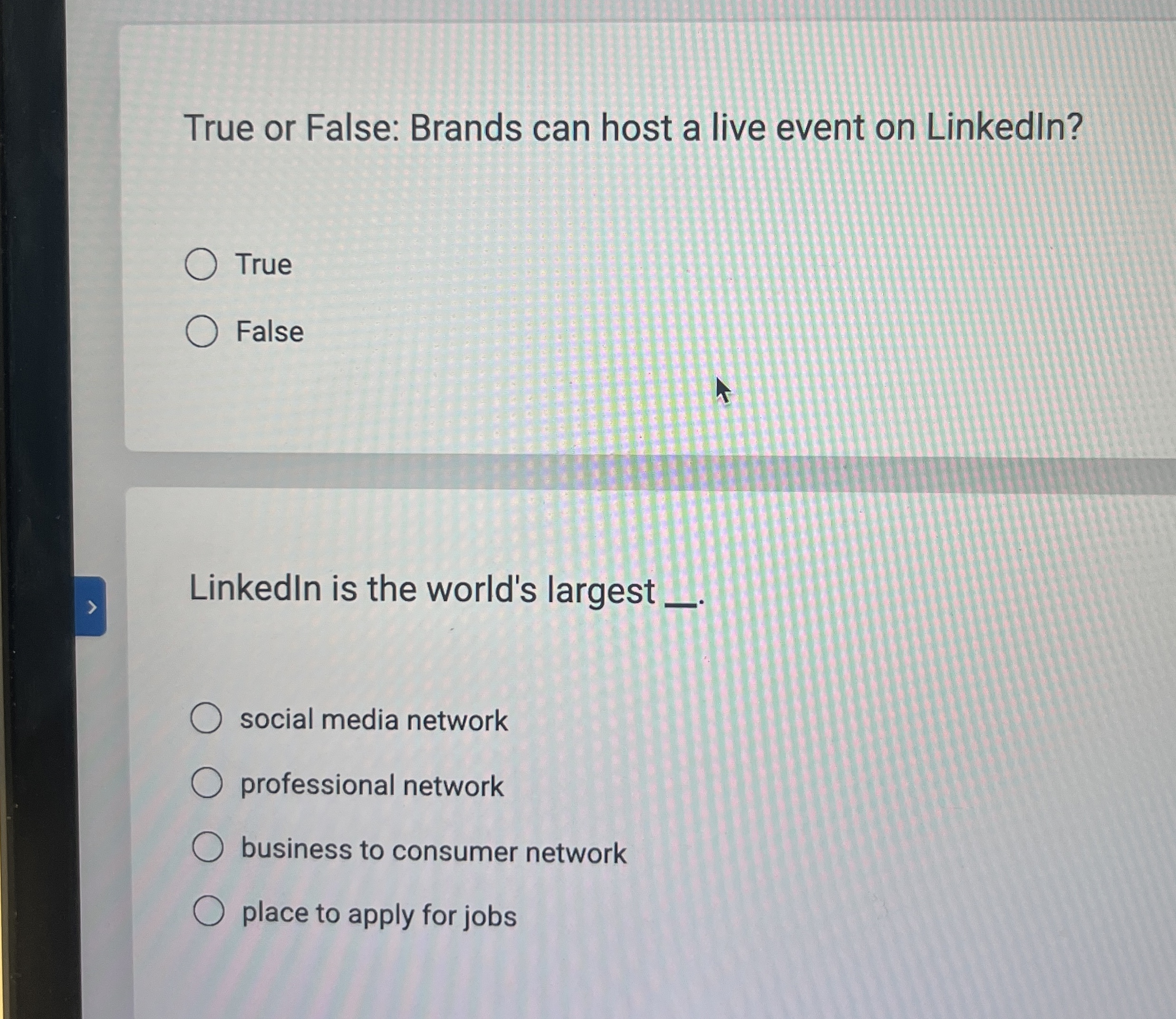  True or False: Brands can host a live event on Linkedln?