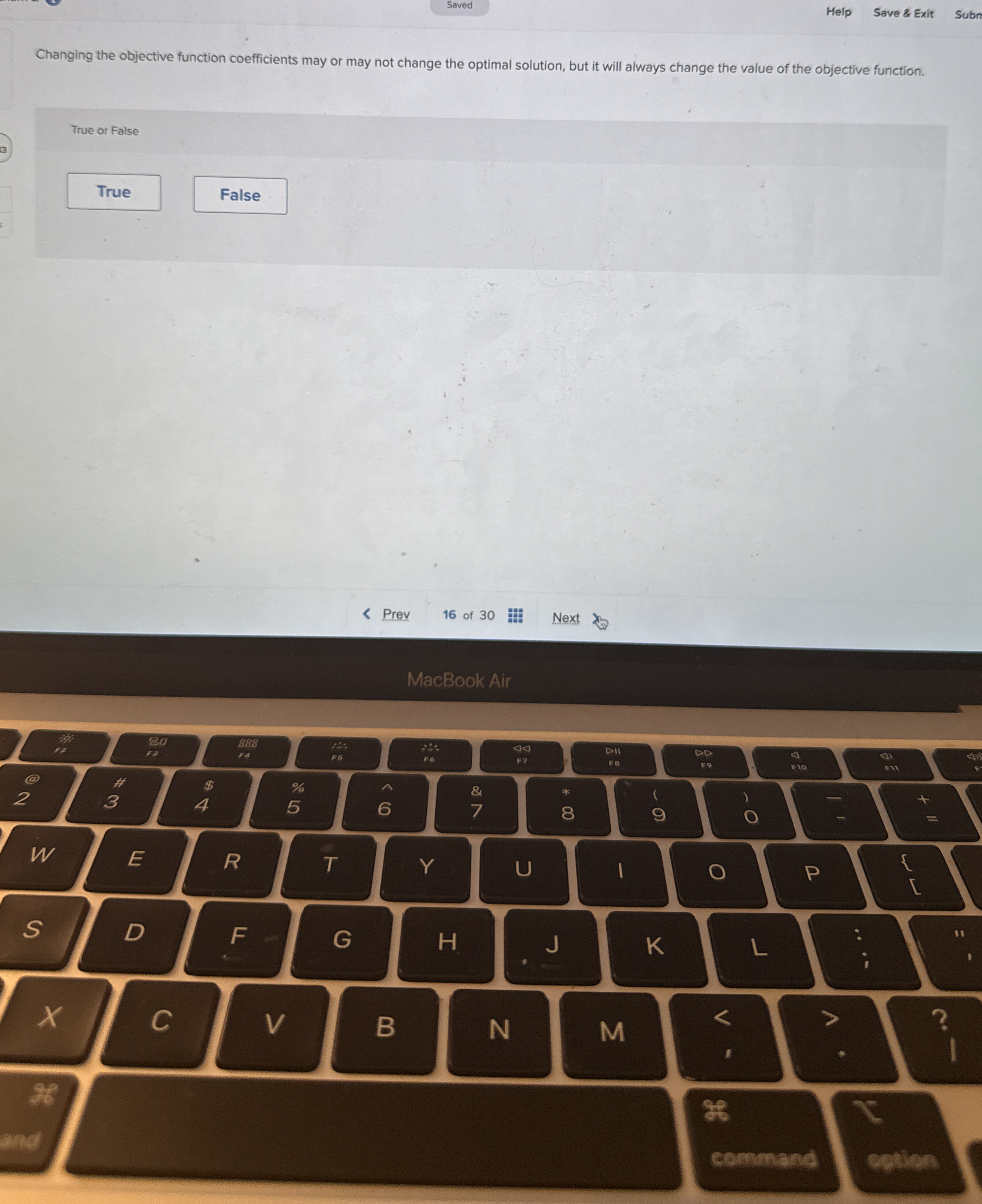  Help Save & Exit Subn Changing the objective function coefficients may