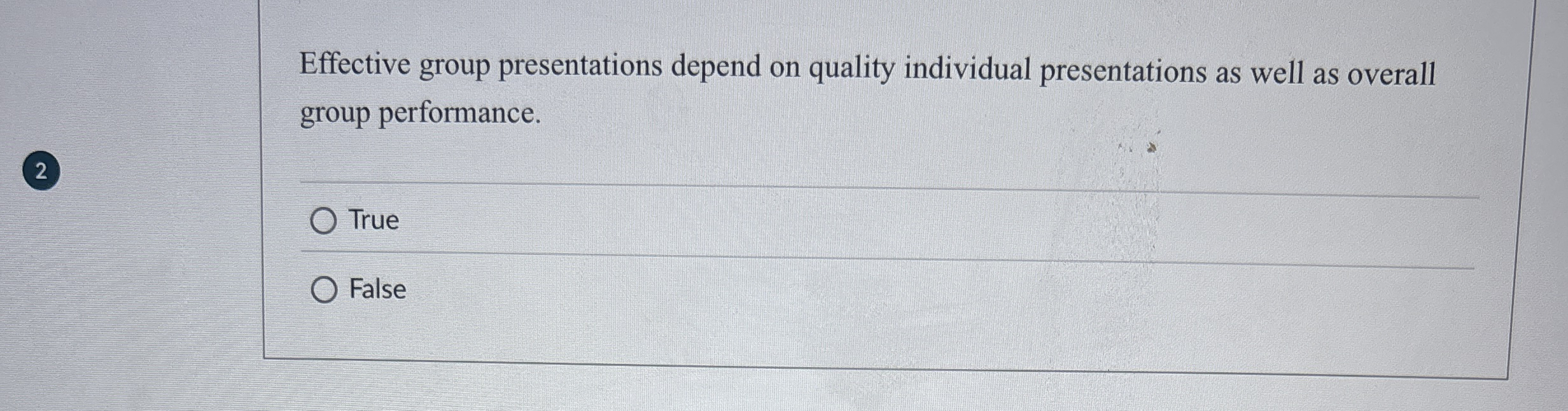  Effective group presentations depend on quality individual presentations as well as