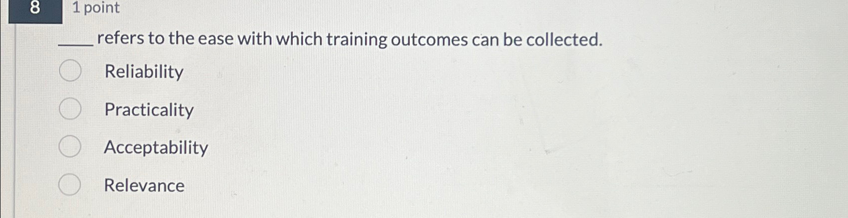  8 1 point refers to the ease with which training outcomes
