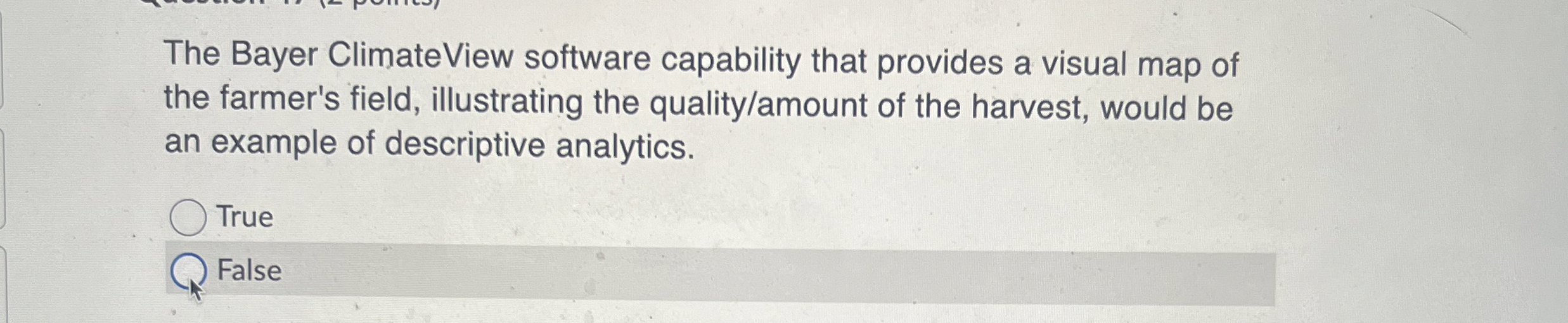  The Bayer ClimateView software capability that provides a visual map of