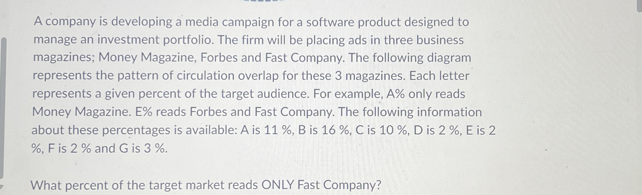  A company is developing a media campaign for a software product