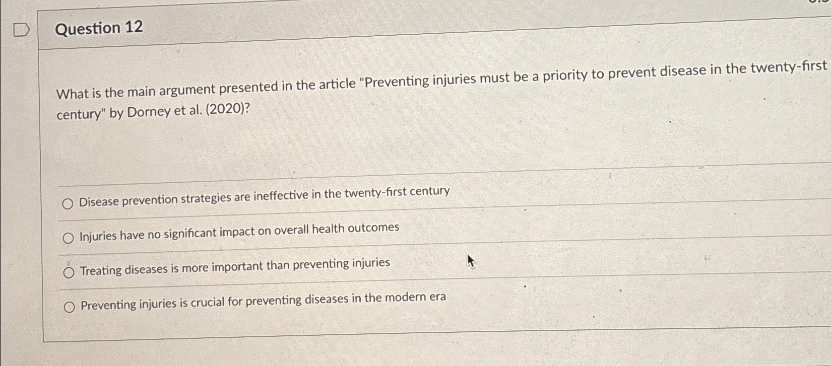  Question 12 What is the main argument presented in the article