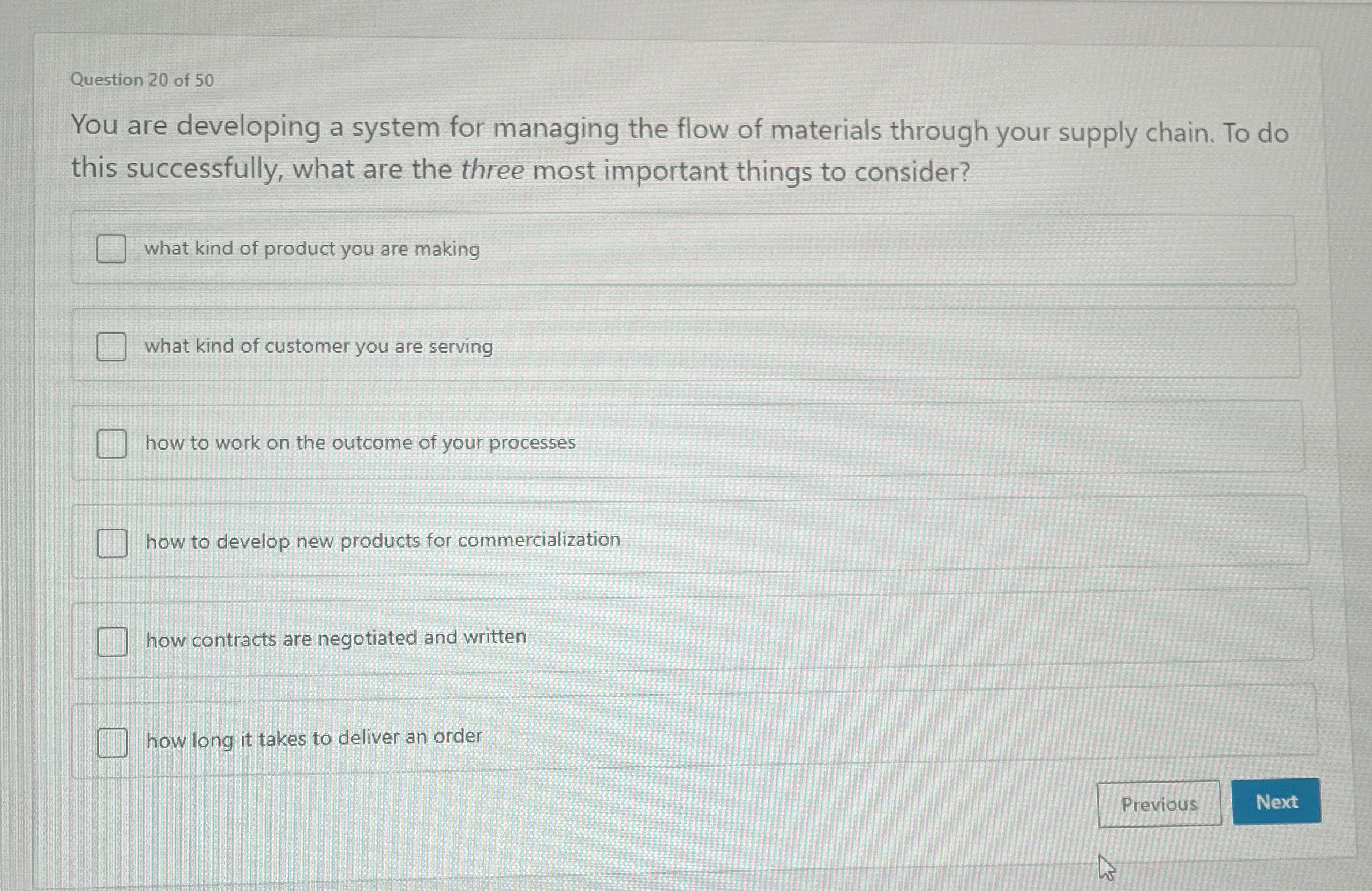 Question 20 of 50 You are developing a system for managing