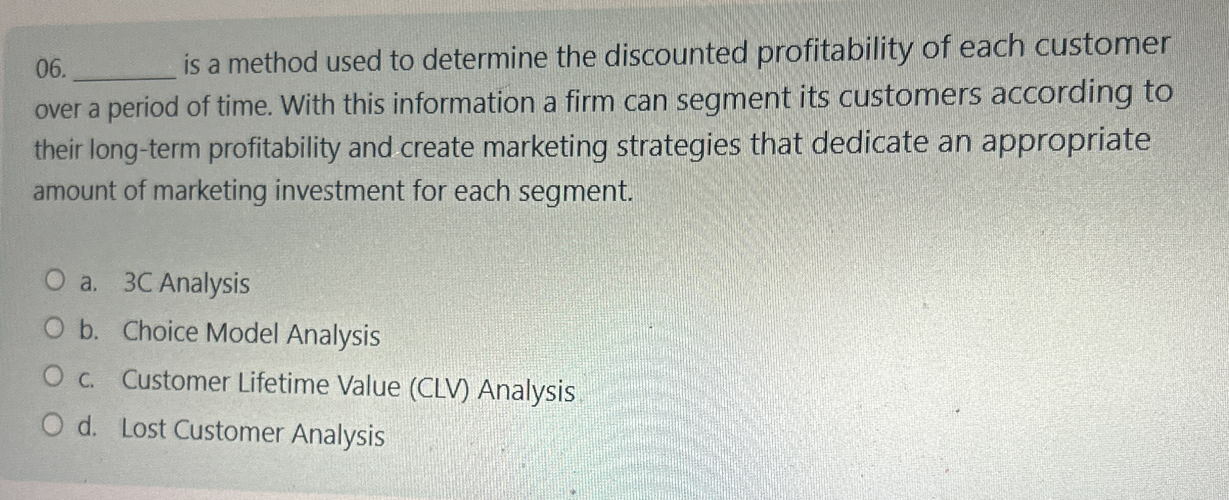  q, is a method used to determine the discounted profitability of