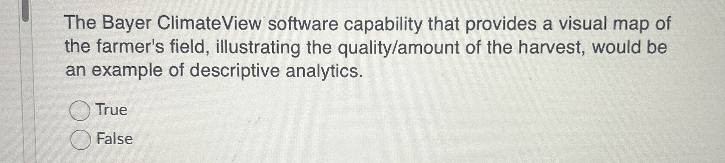  The Bayer ClimateView software capability that provides a visual map of