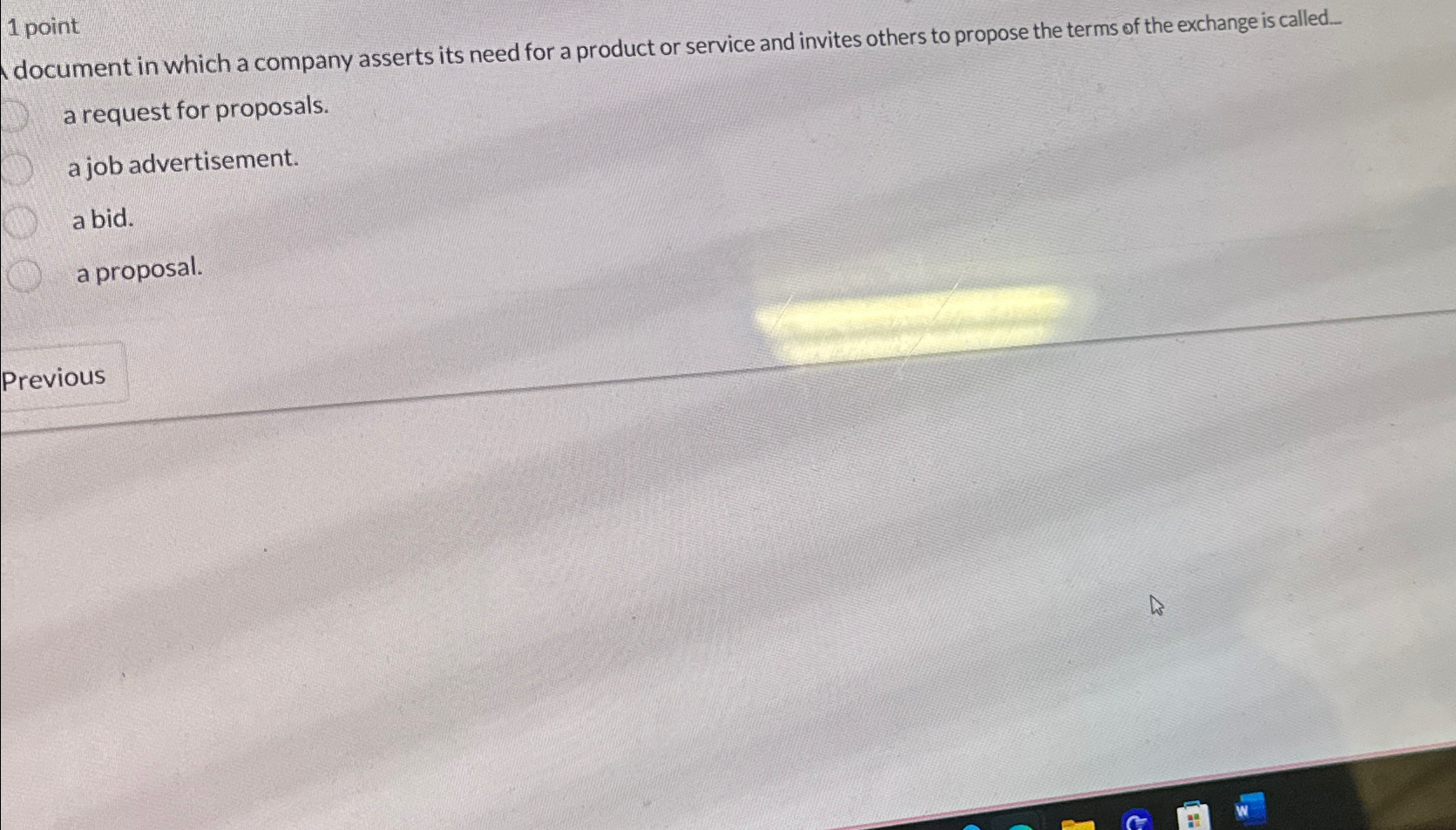  1 point document in which a company asserts its need for