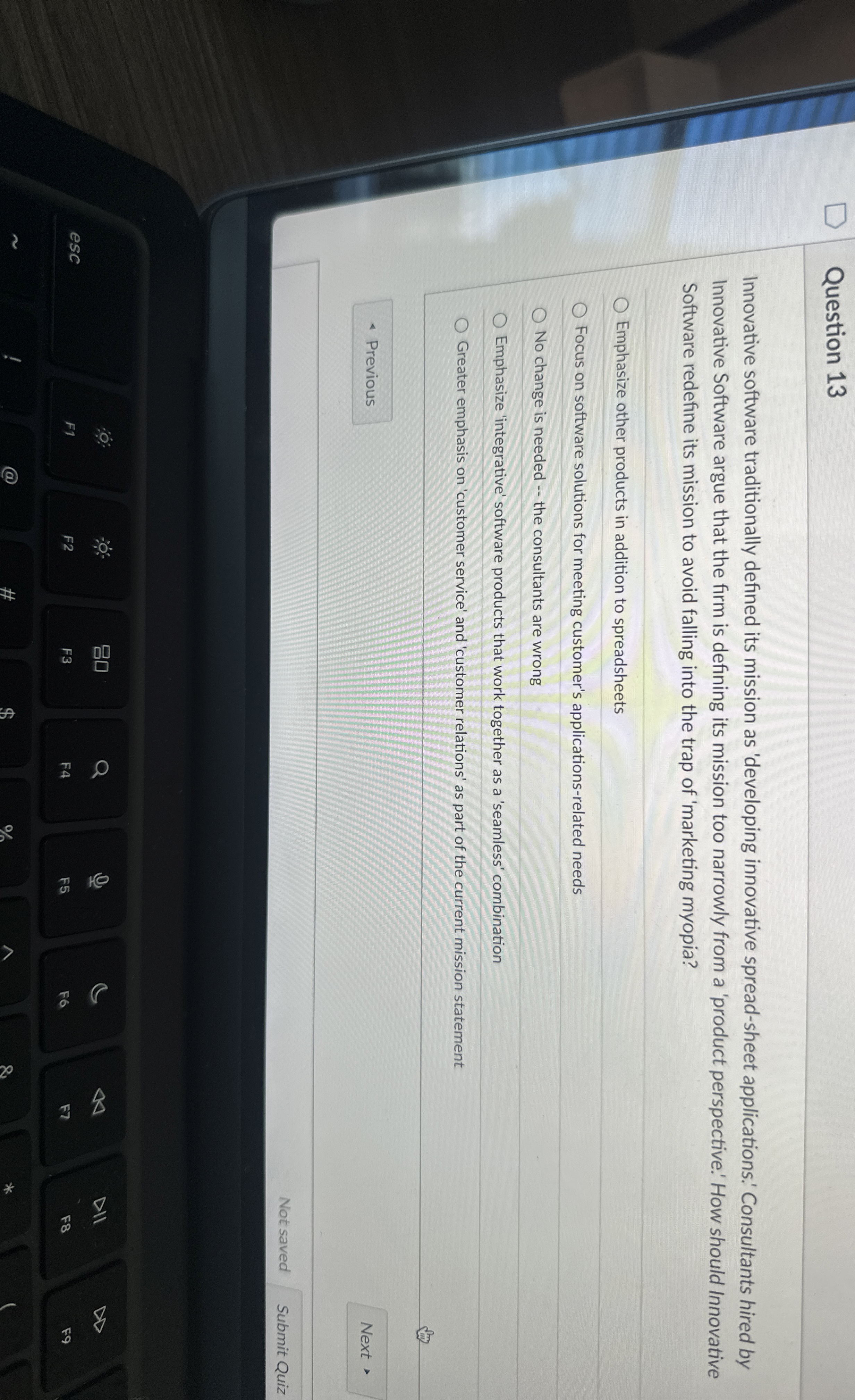  Question 13 Innovative software traditionally defined its mission as 'developing innovative