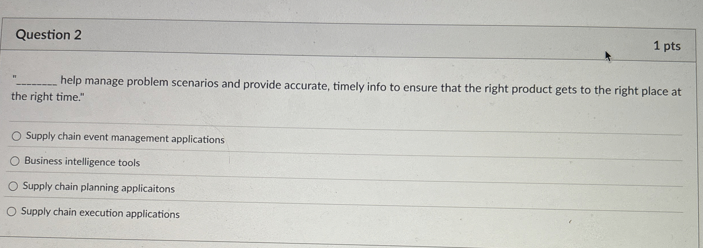 Question 2 1 pts help manage problem scenarios and provide accurate,