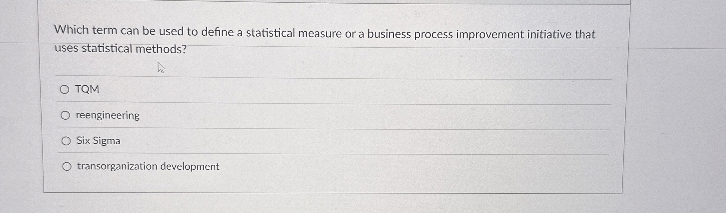  Which term can be used to define a statistical measure or