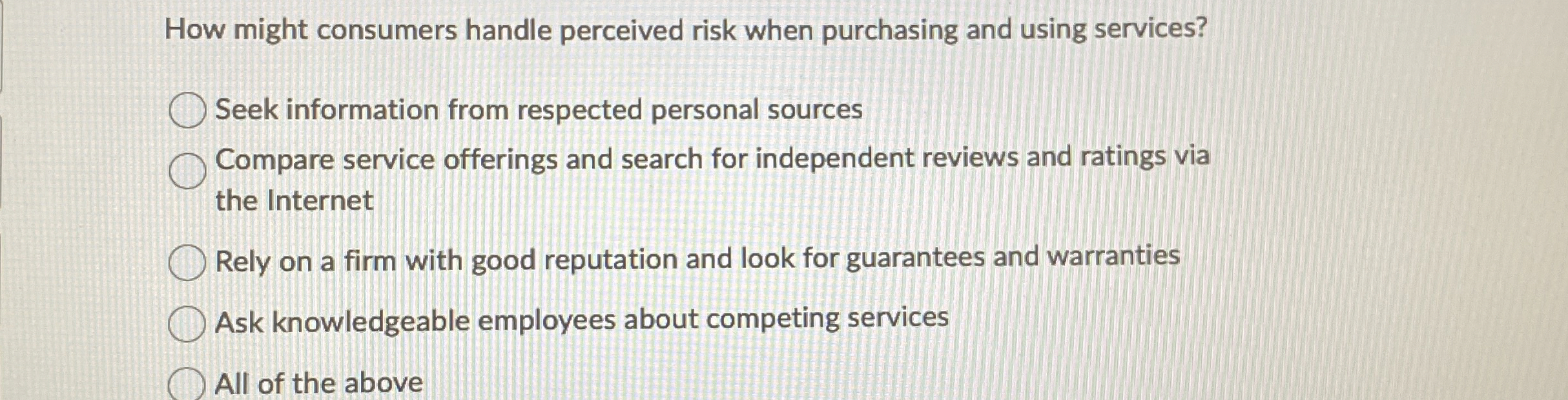  How might consumers handle perceived risk when purchasing and using services?