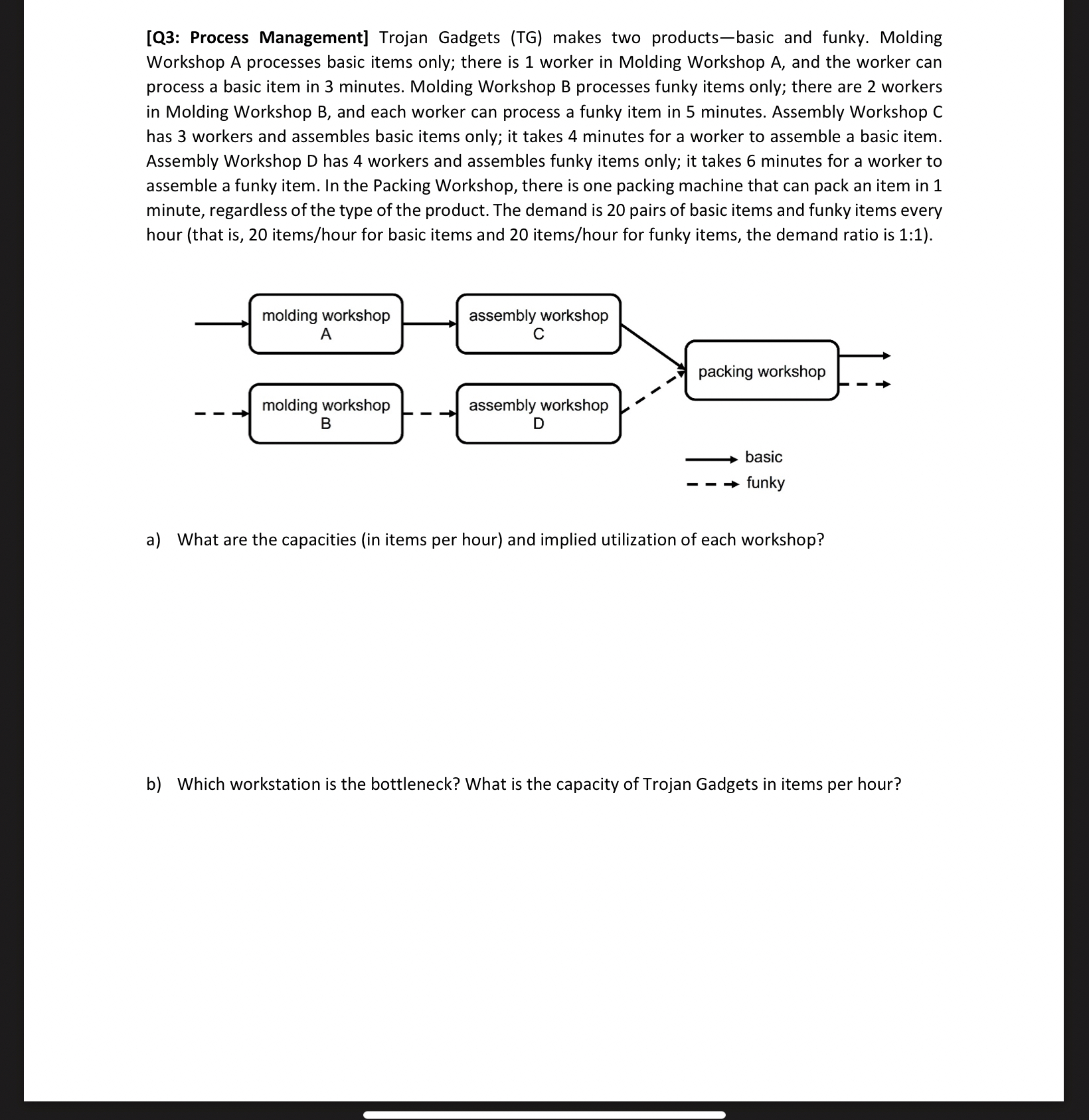  [Q3: Process Management] Trojan Gadgets (TG) makes two productsbasic and funky.