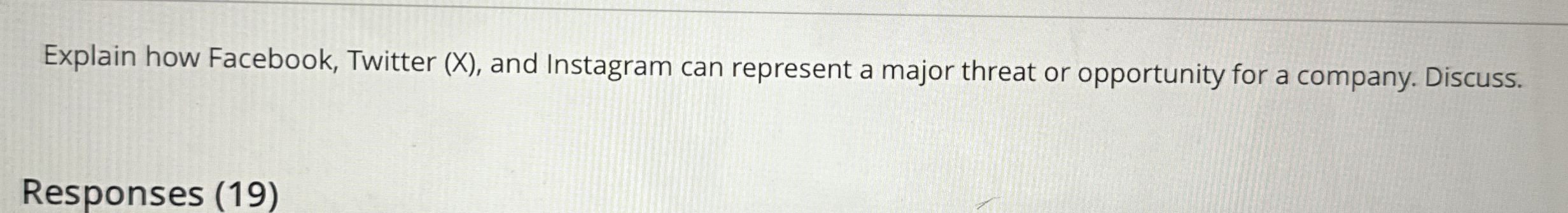  Explain how Facebook, Twitter (X), and Instagram can represent a major