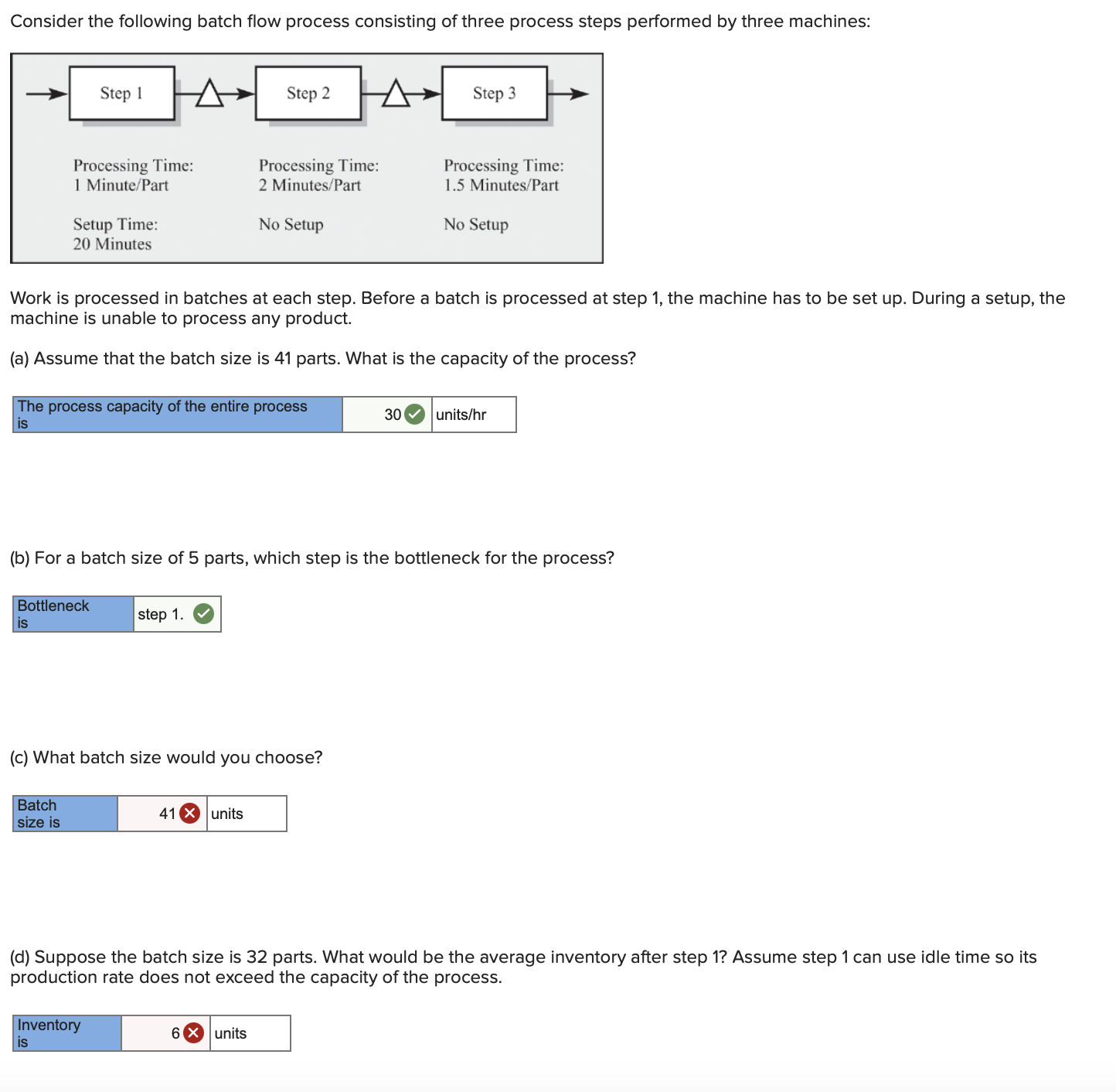  Consider the following batch flow process consisting of three process steps