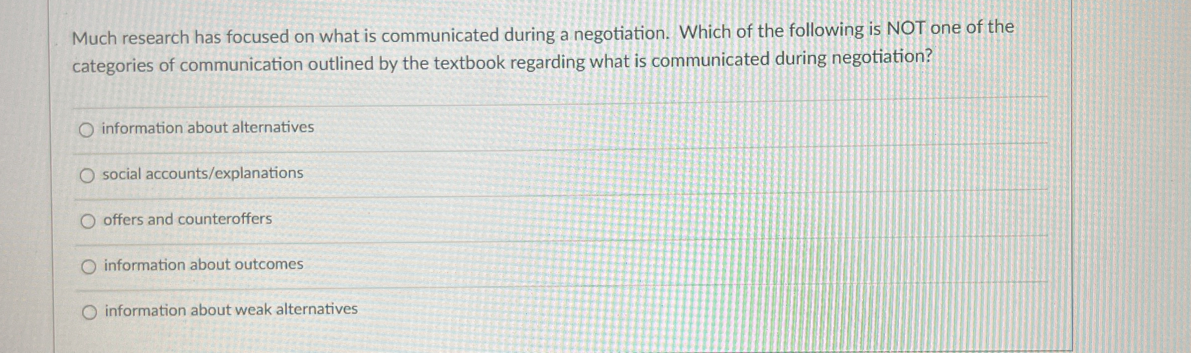  Much research has focused on what is communicated during a negotiation.