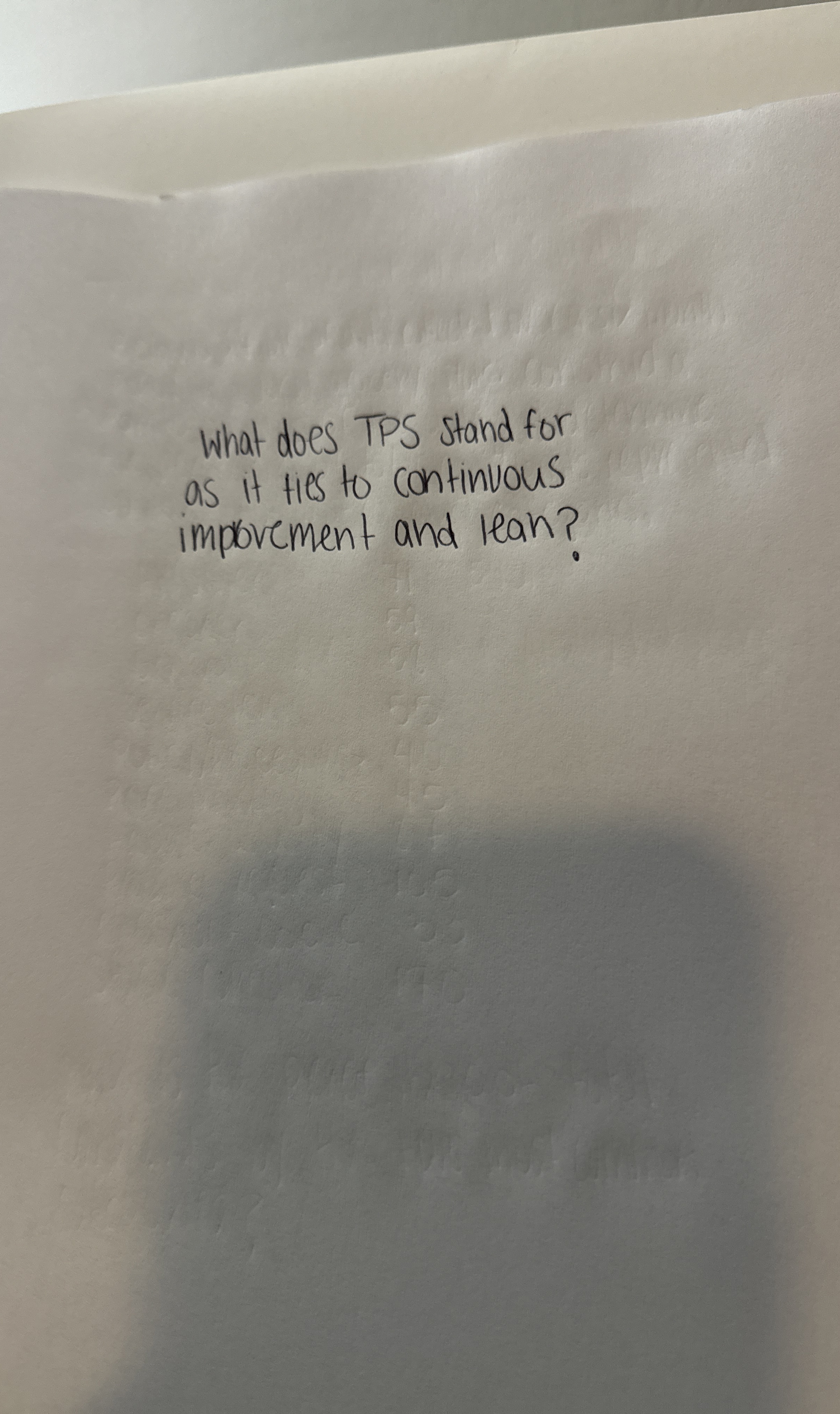  What does TPS stand for as it ties to continuous imporement