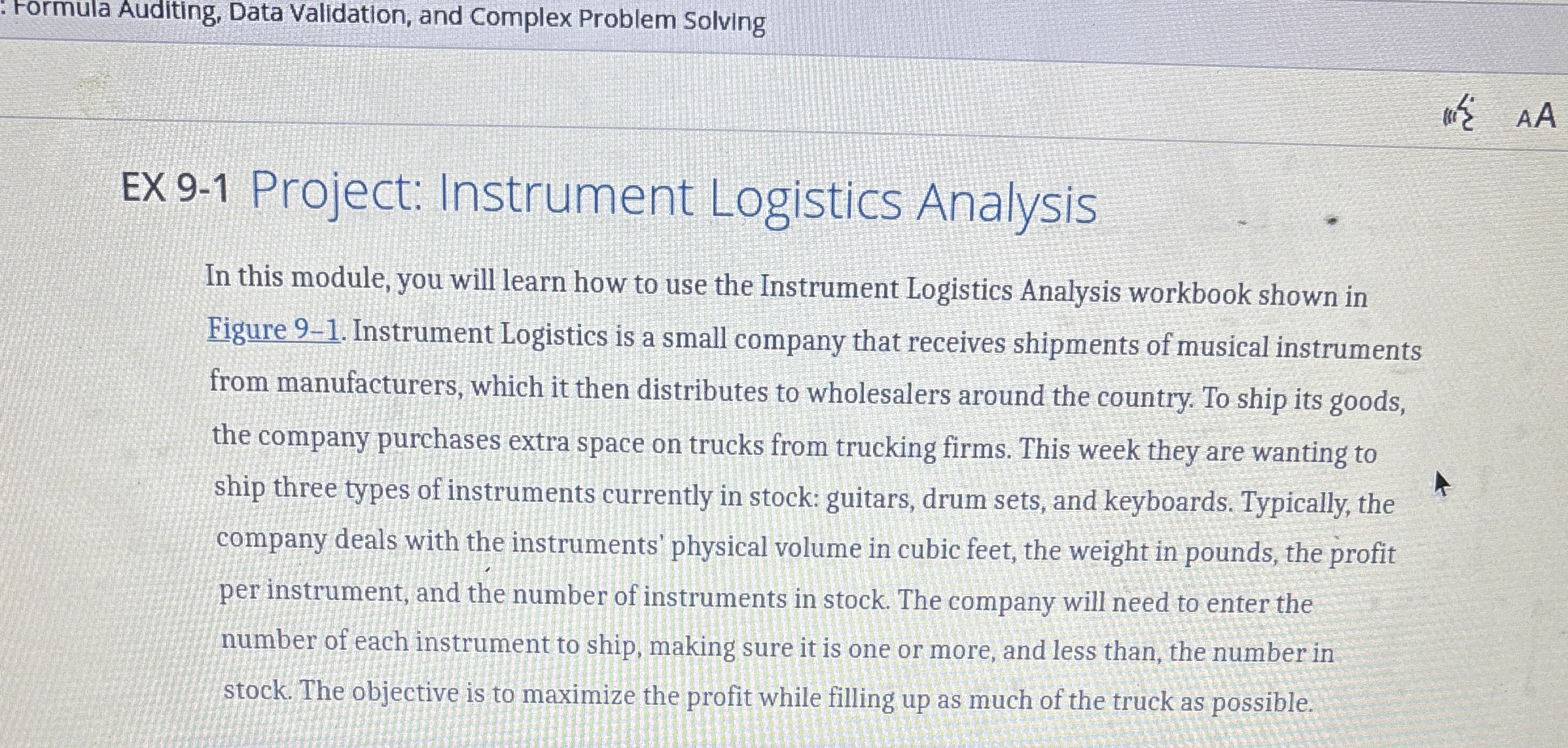  : Formula Auditing, Data Validation, and Complex Problem Solving EX 9-1