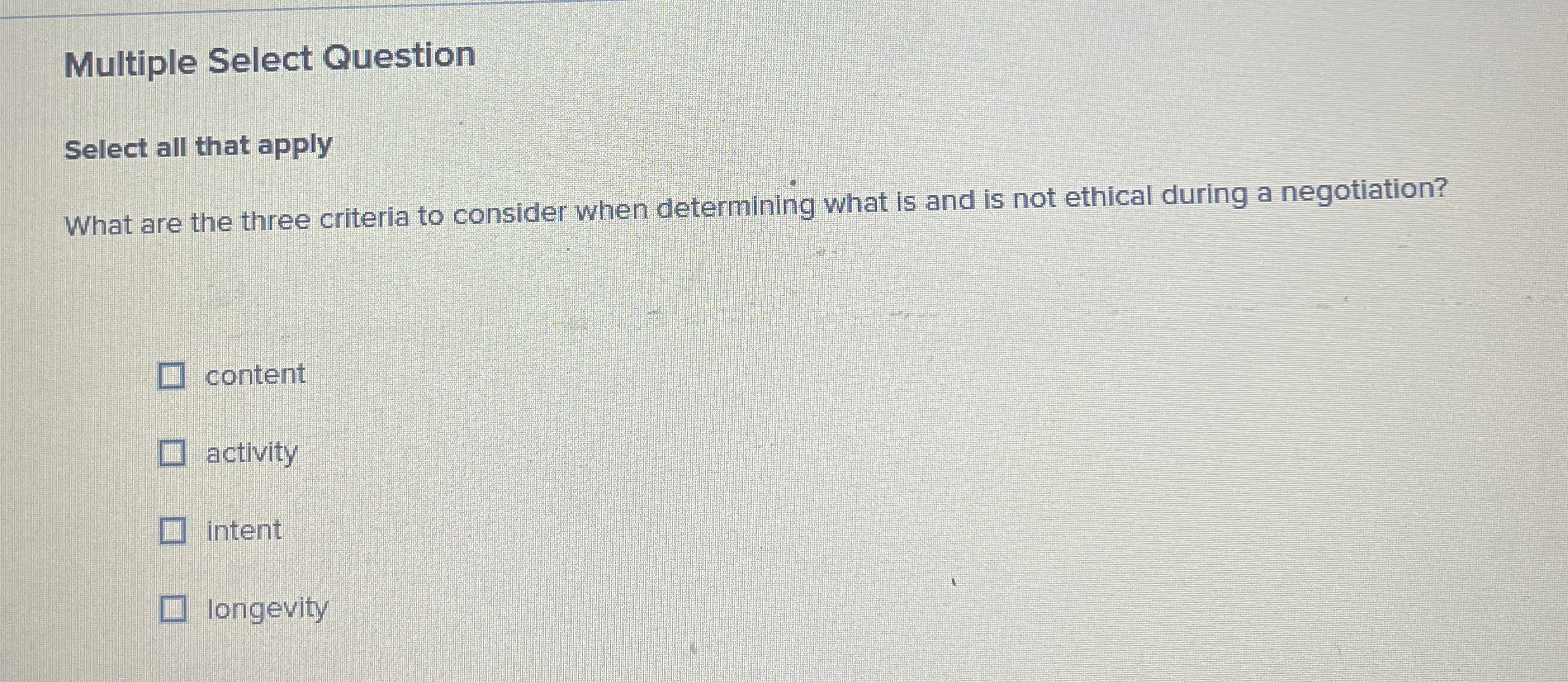  Multiple Select Question Select all that apply What are the three