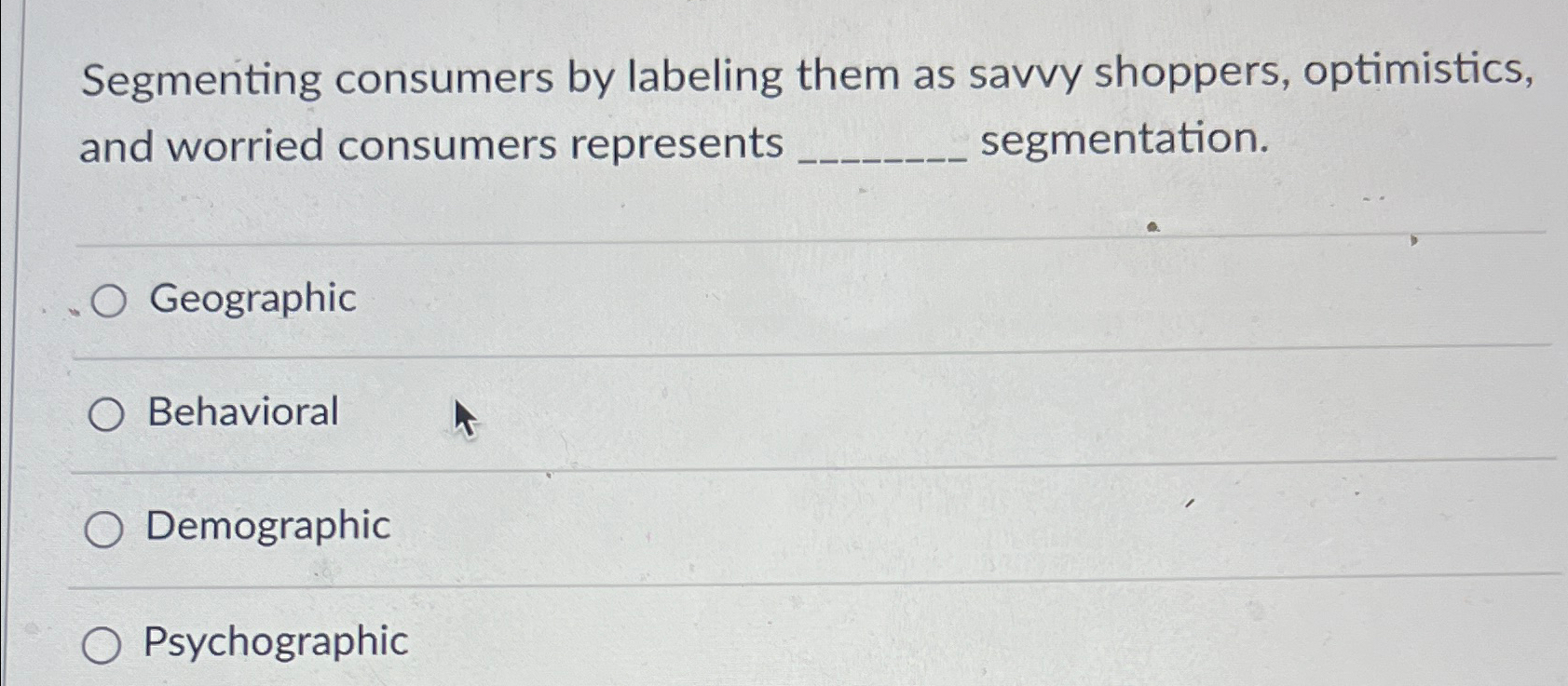  Segmenting consumers by labeling them as savvy shoppers, optimistics, and worried