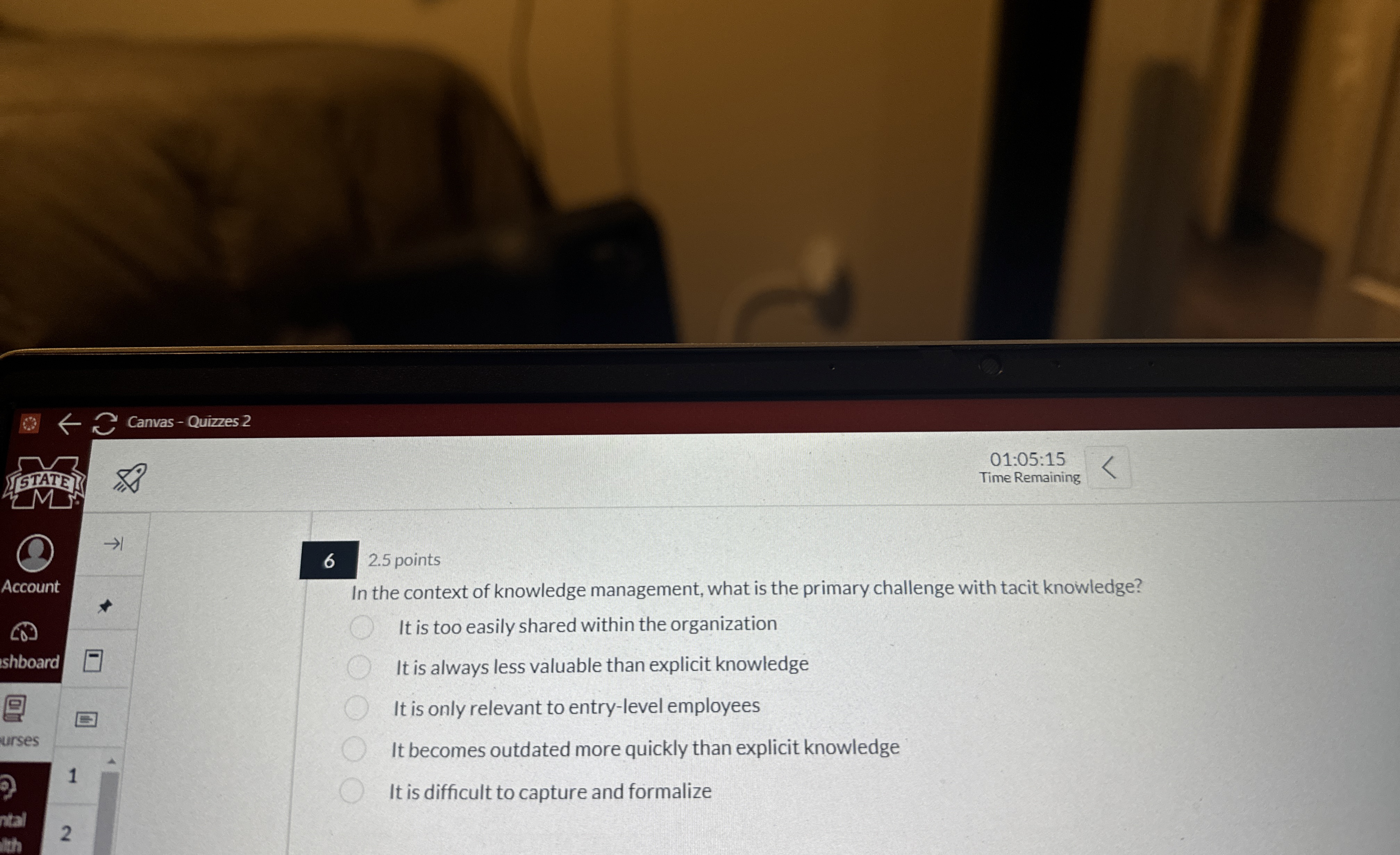  6 2.5 points In the context of knowledge management, what is