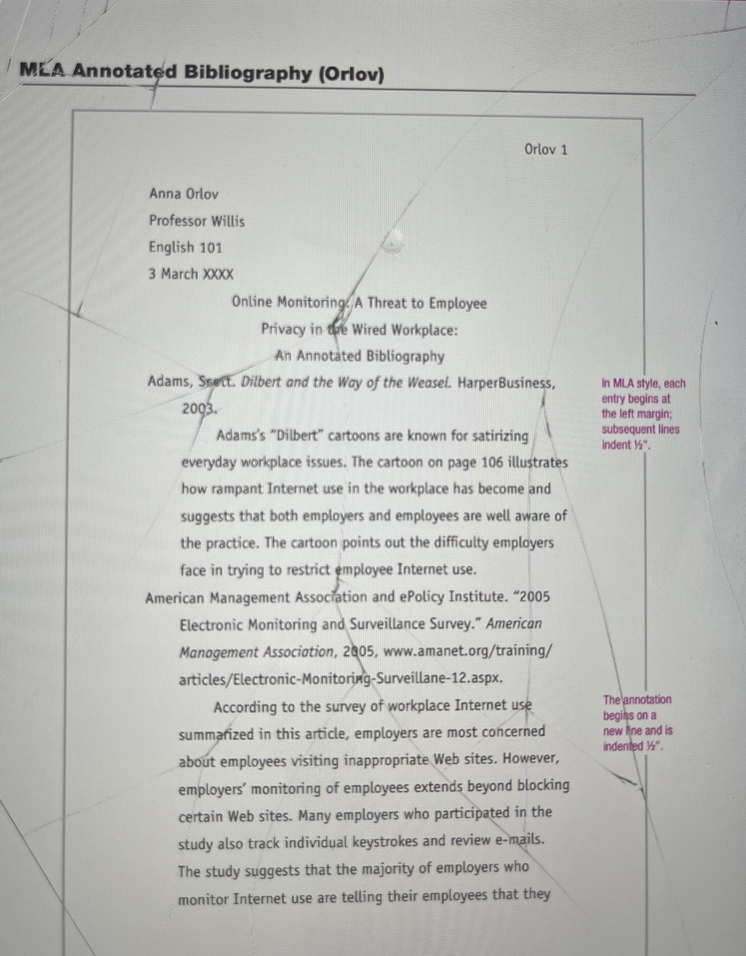  To offer a personalized feedback on three Annotated Bibliography MA Annotated