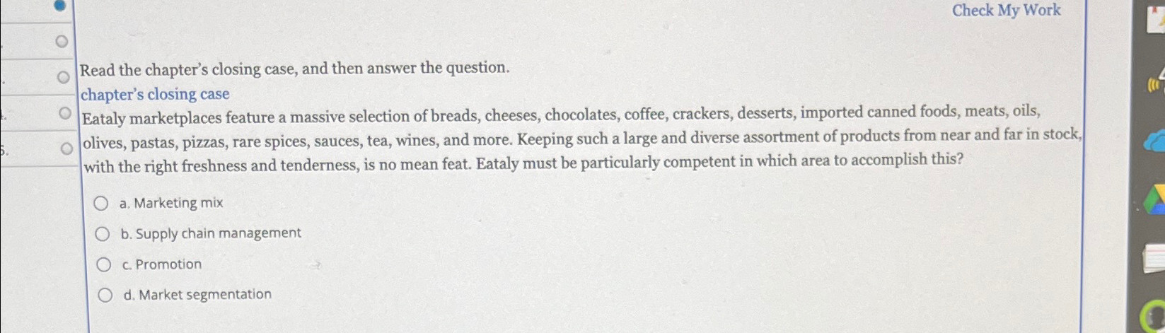  Check My Work Read the chapter's closing case, and then answer