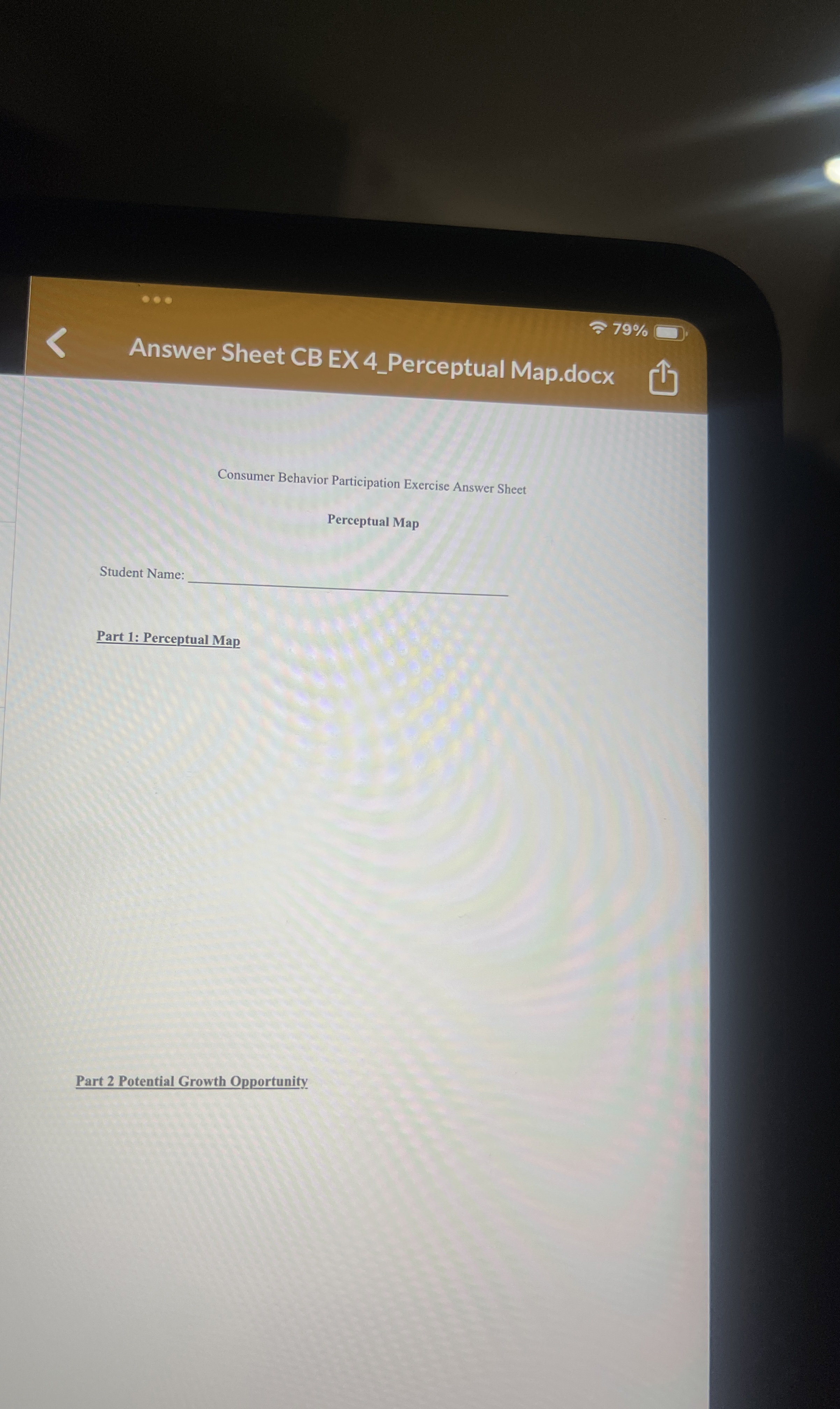  79% Answer Sheet CB EX 4_Perceptual Map.docx Consumer Behavior Participation Exercise