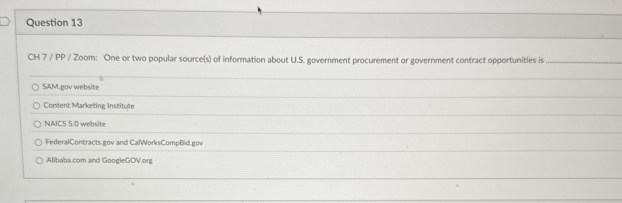  Question 13 CH 7/ PP / Zoom: One or two popular