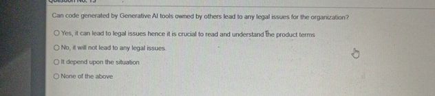  Can code generated by Generative Al tools owned by others lead