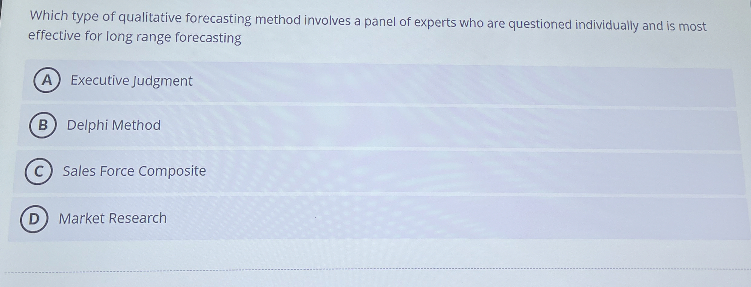  Which type of qualitative forecasting method involves a panel of experts