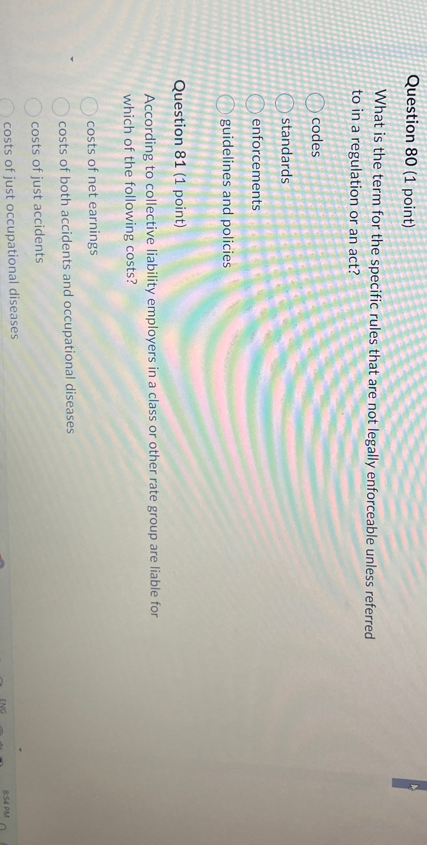  Question 80(1 point) What is the term for the specific rules