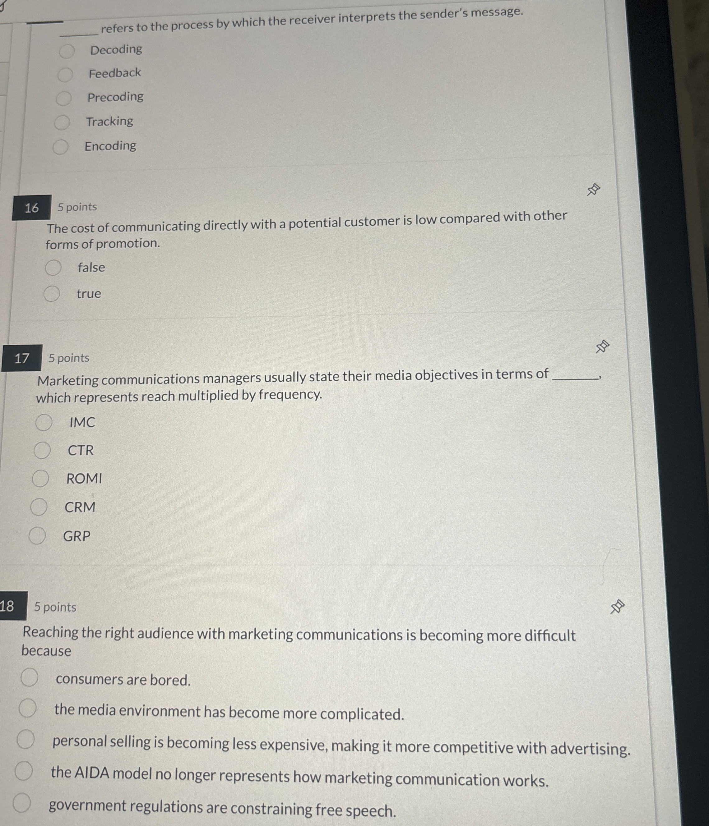  q, refers to the process by which the receiver interprets the