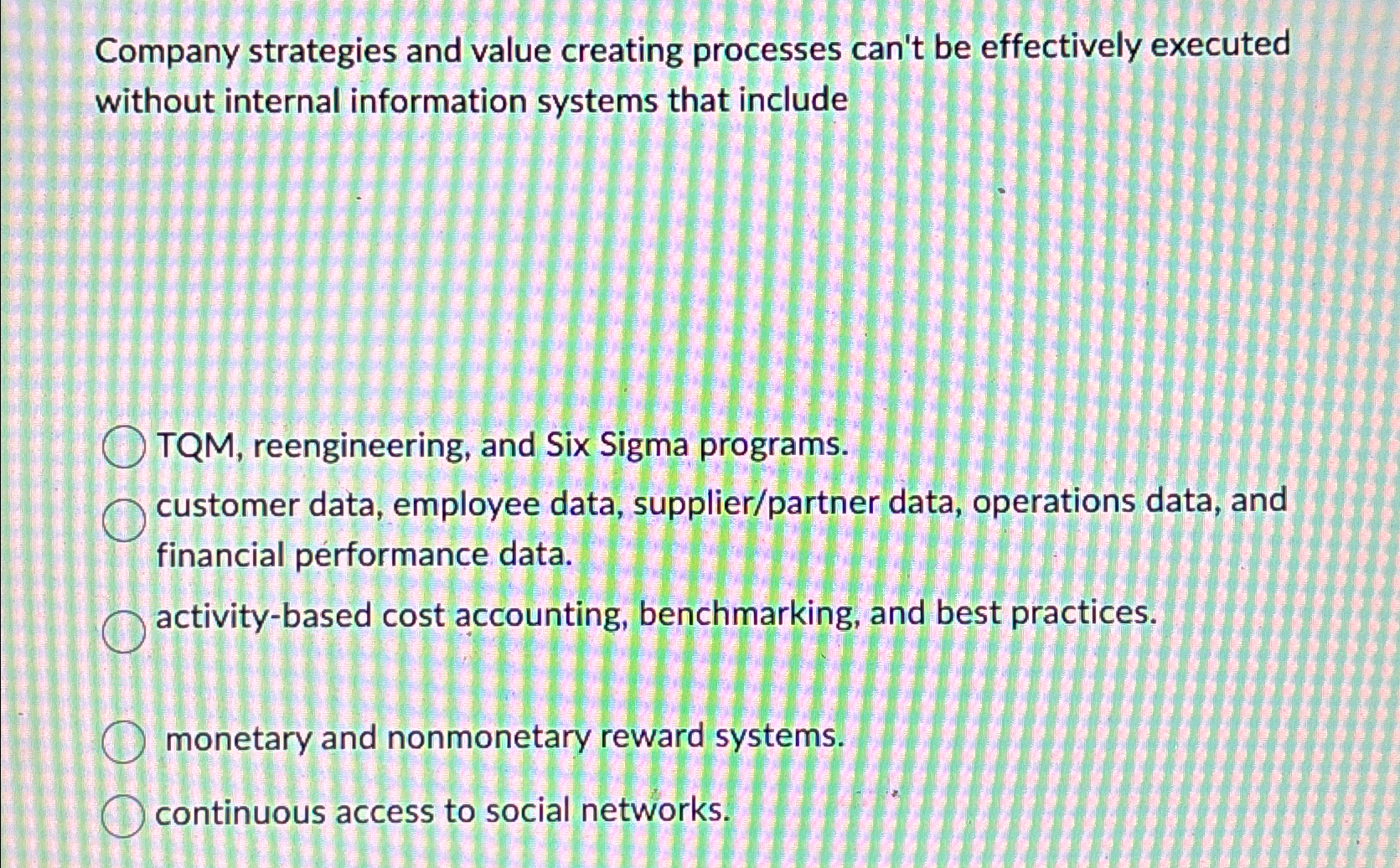  Company strategies and value creating processes can't be effectively executed without