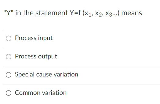  "Y" in the statement Y=f(x1,x2,x3dots) means Process input Process output Special
