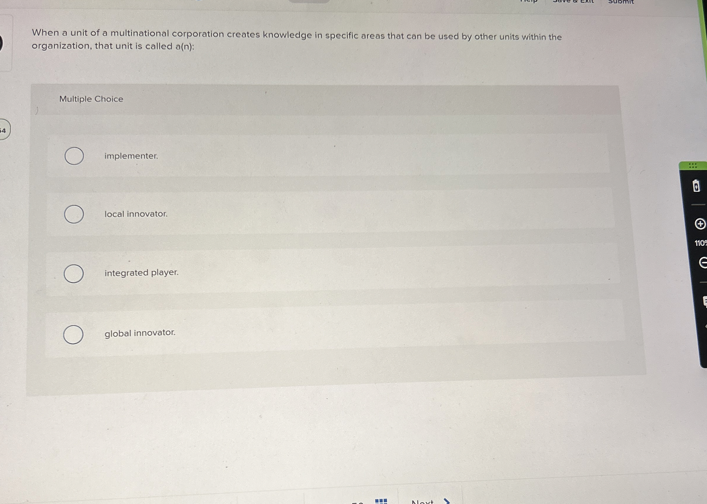  When a unit of a multinational corporation creates knowledge in specific