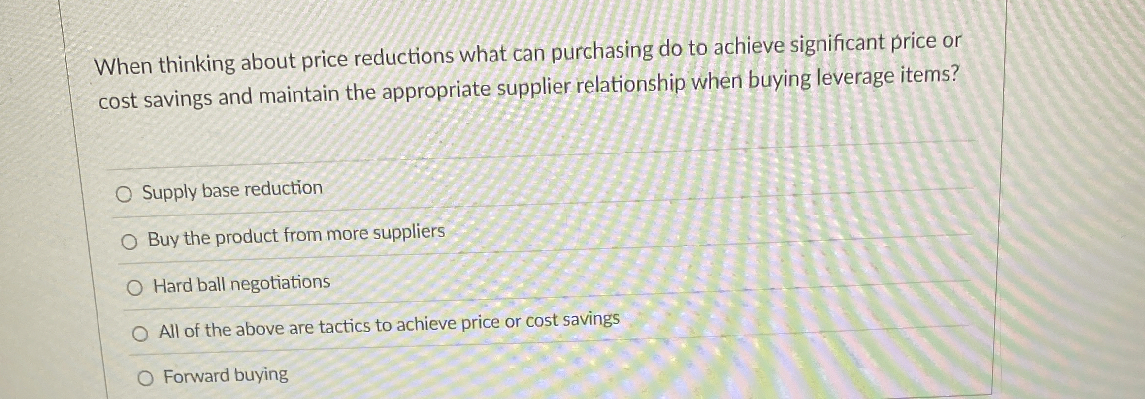  When thinking about price reductions what can purchasing do to achieve