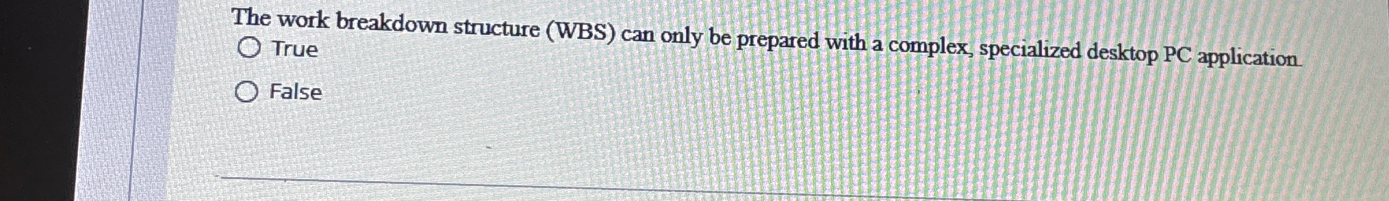  The work breakdown structure (WBS) can only be prepared with a