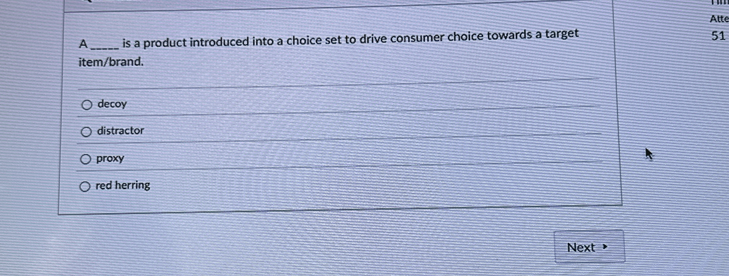  A q, is a product introduced into a choice set to