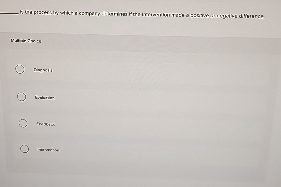  is the process by which a company determines if the intervention