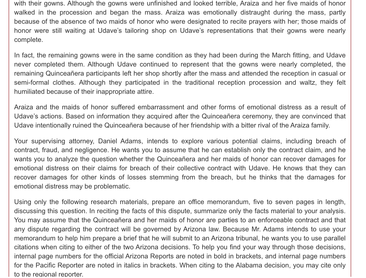 rule (with citations), a summary of your application section, and a conclusion