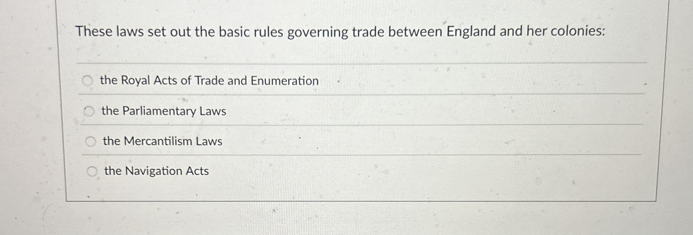  These laws set out the basic rules governing trade between England
