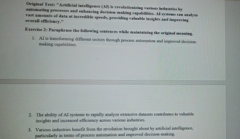  Original Text: "Artificial intelligence (AD) is revolutionizing various industries by automating