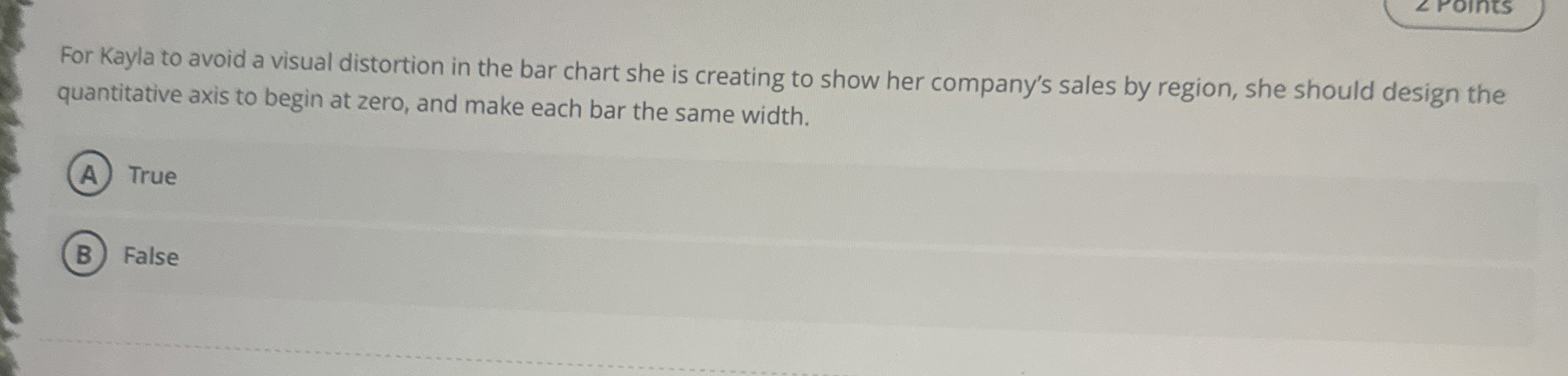  For Kayla to avoid a visual distortion in the bar chart