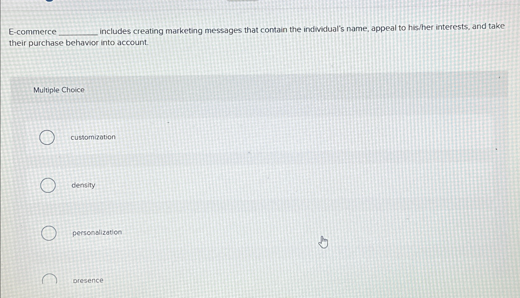  E-commerce q, includes creating marketing messages that contain the individual's name,