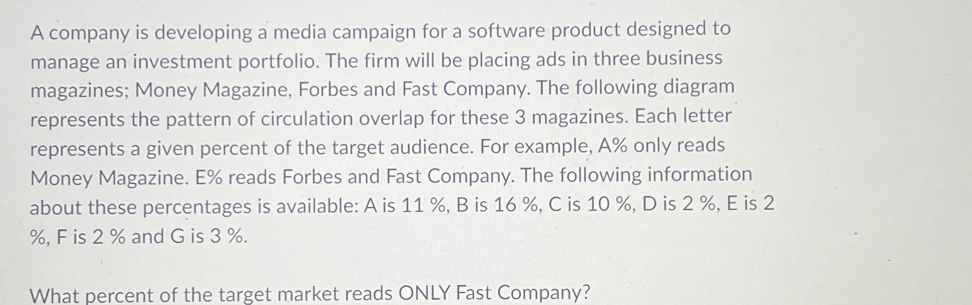  A company is developing a media campaign for a software product
