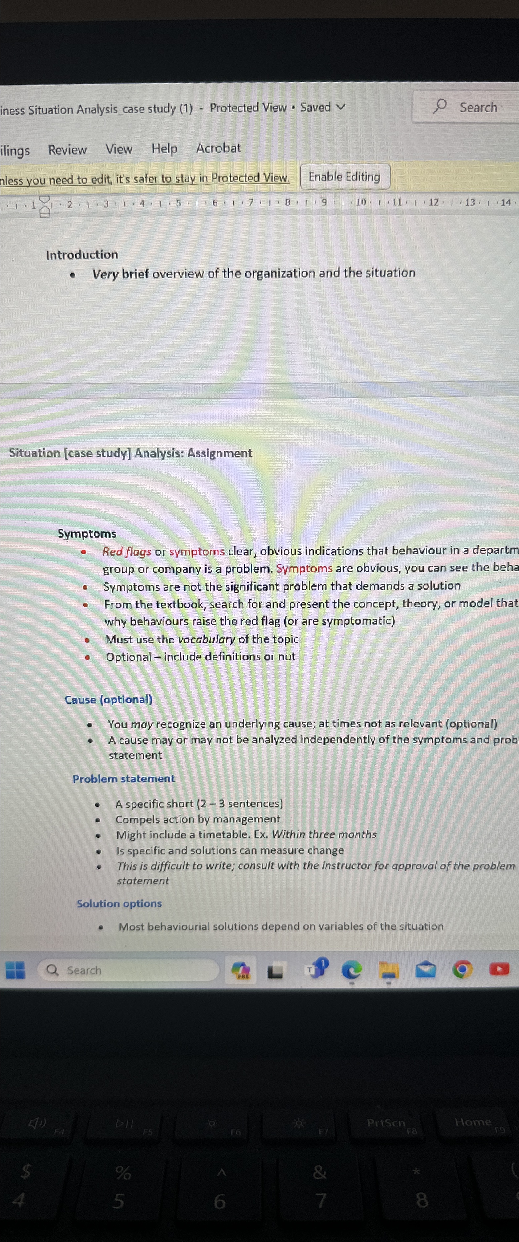  iness Situation Analysis_case study (1)- Protected View * Saved vv Search