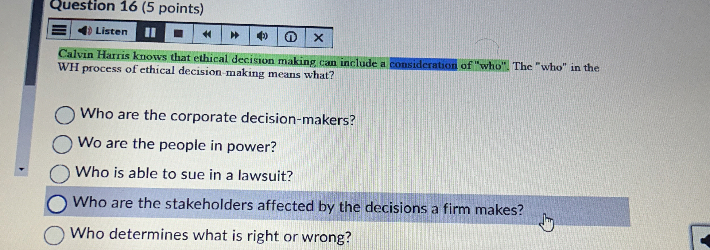 Calvin Harris knows that ethical decision making can include a consideration