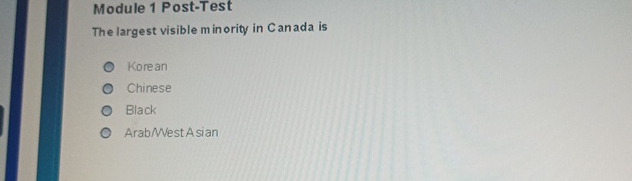  Module 1 Post-Test The largest visible m inority in C an