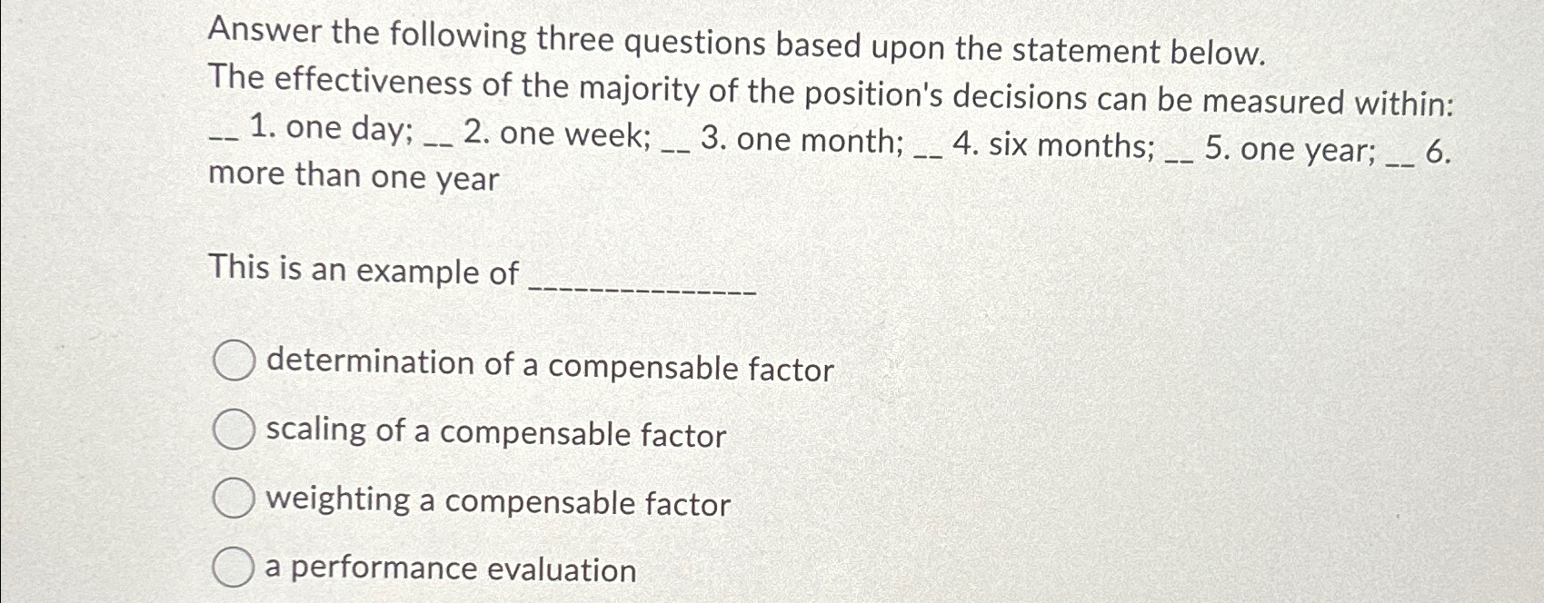  Answer the following three questions based upon the statement below. The