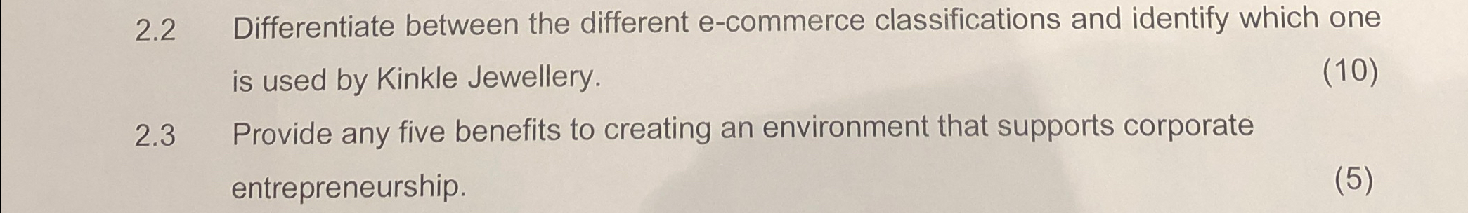  2.2 Differentiate between the different e-commerce classifications and identify which one